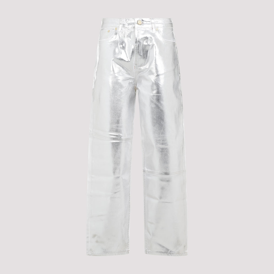 Metallic Silver Foil Stary Denim-0