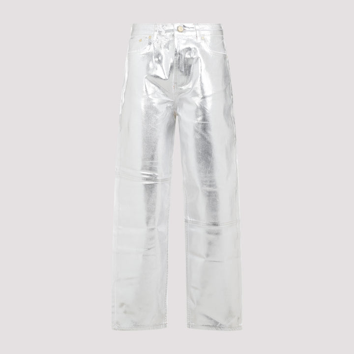 Metallic Silver Foil Stary Denim-0