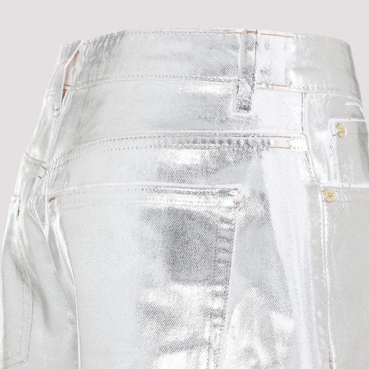 Metallic Silver Foil Stary Denim-5