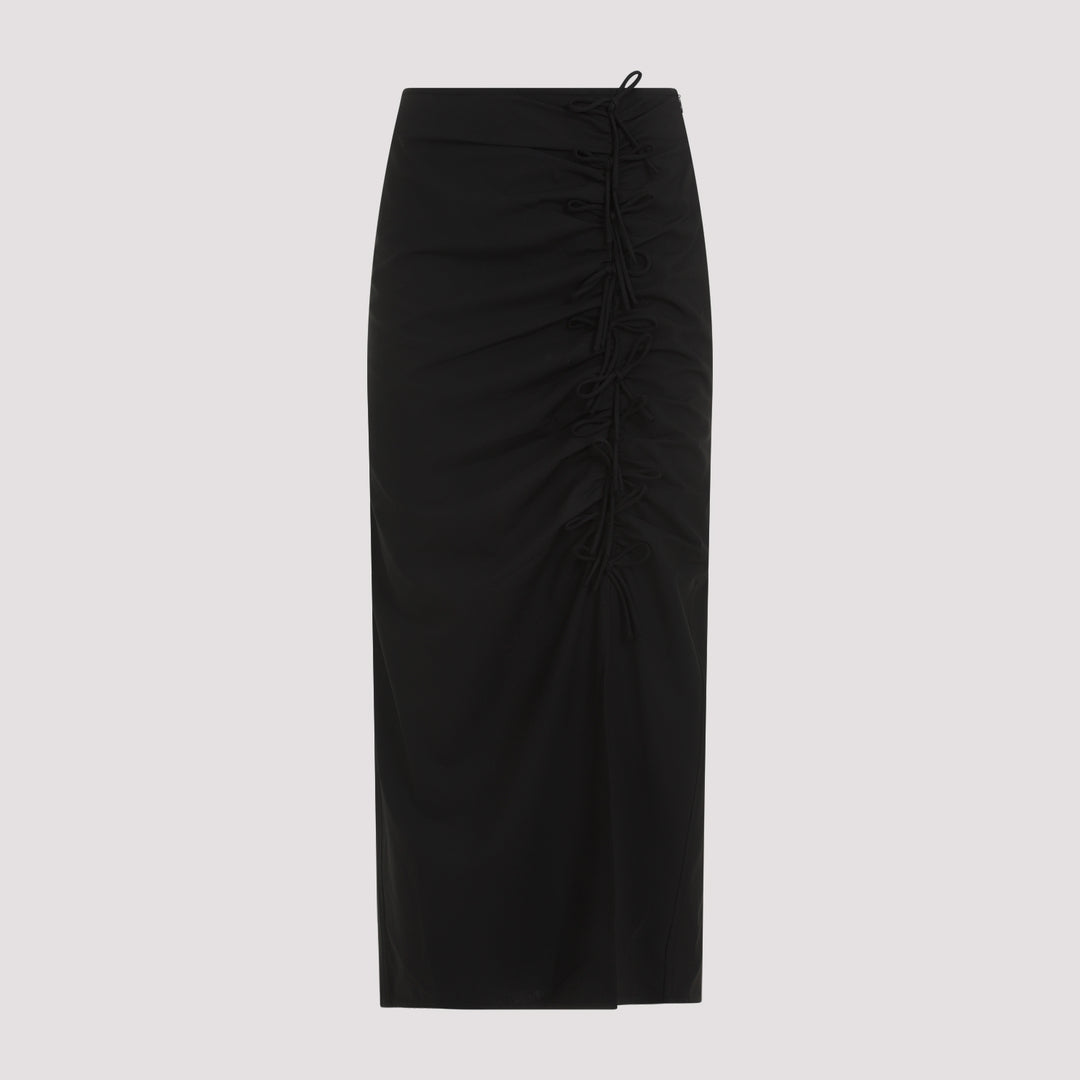 Black Drapey Melange Midi Skirt-0