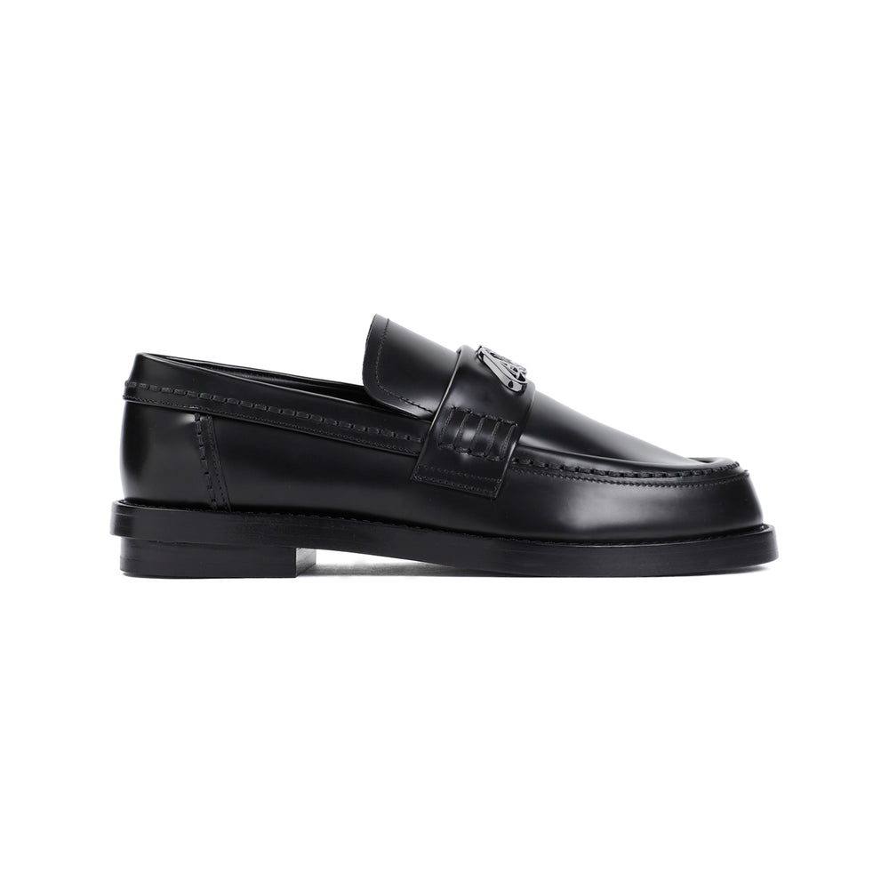 Black Brushed Leather Loafers-1