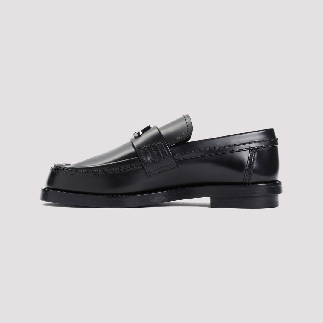 Black Brushed Leather Loafers-3