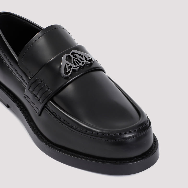 Black Brushed Leather Loafers-5