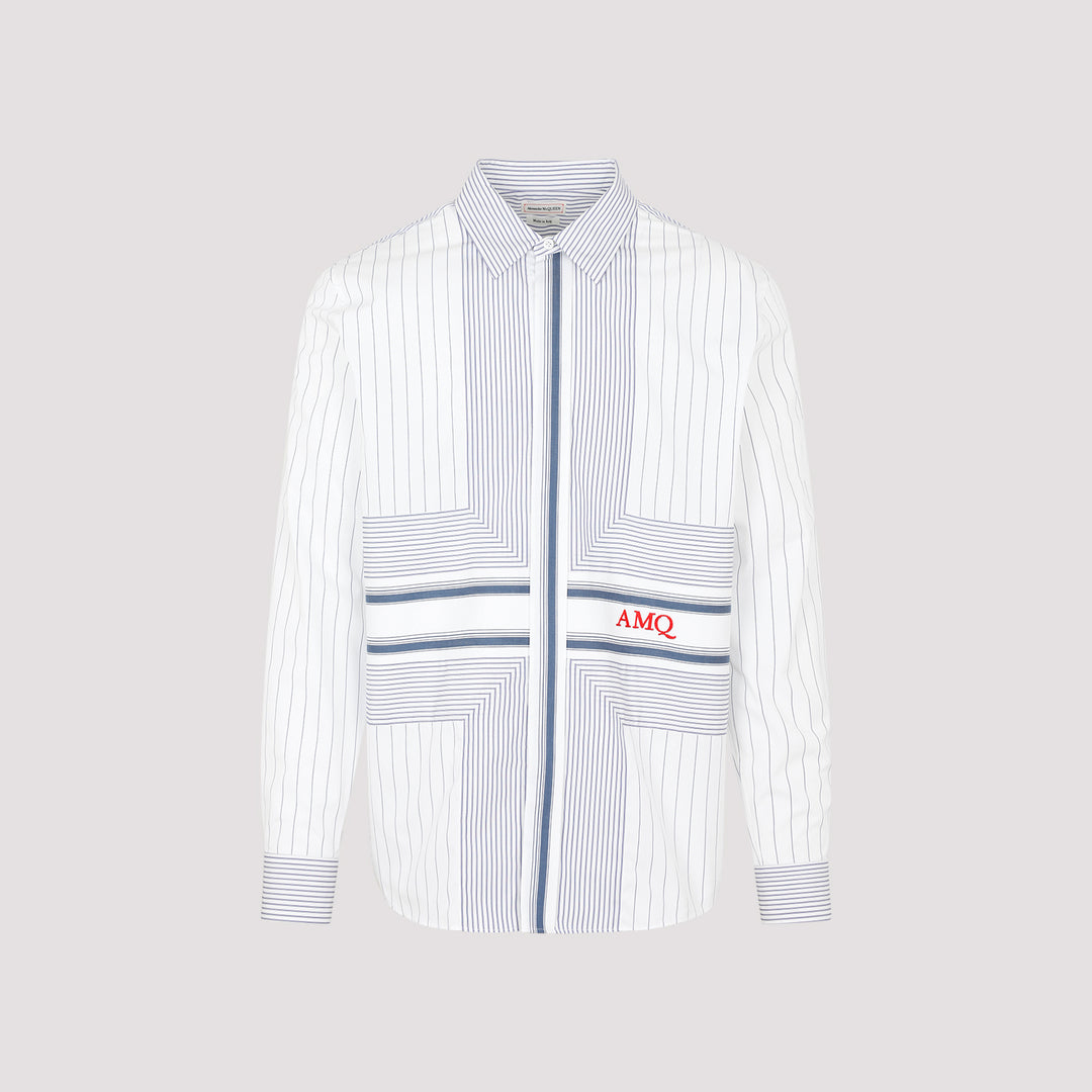 Striped White Cotton Shirt-0