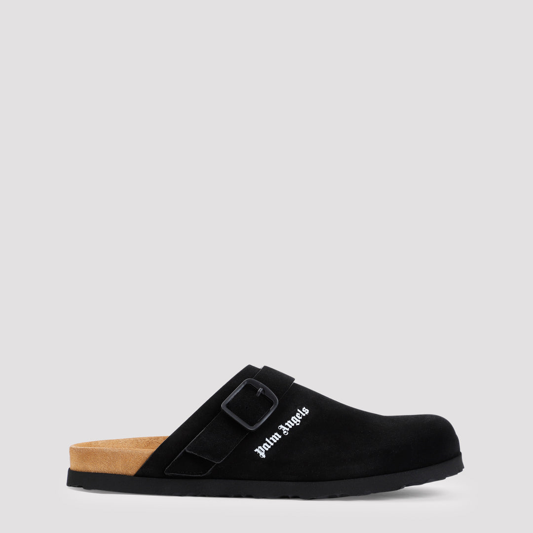 Black Suede Logo Mule-0