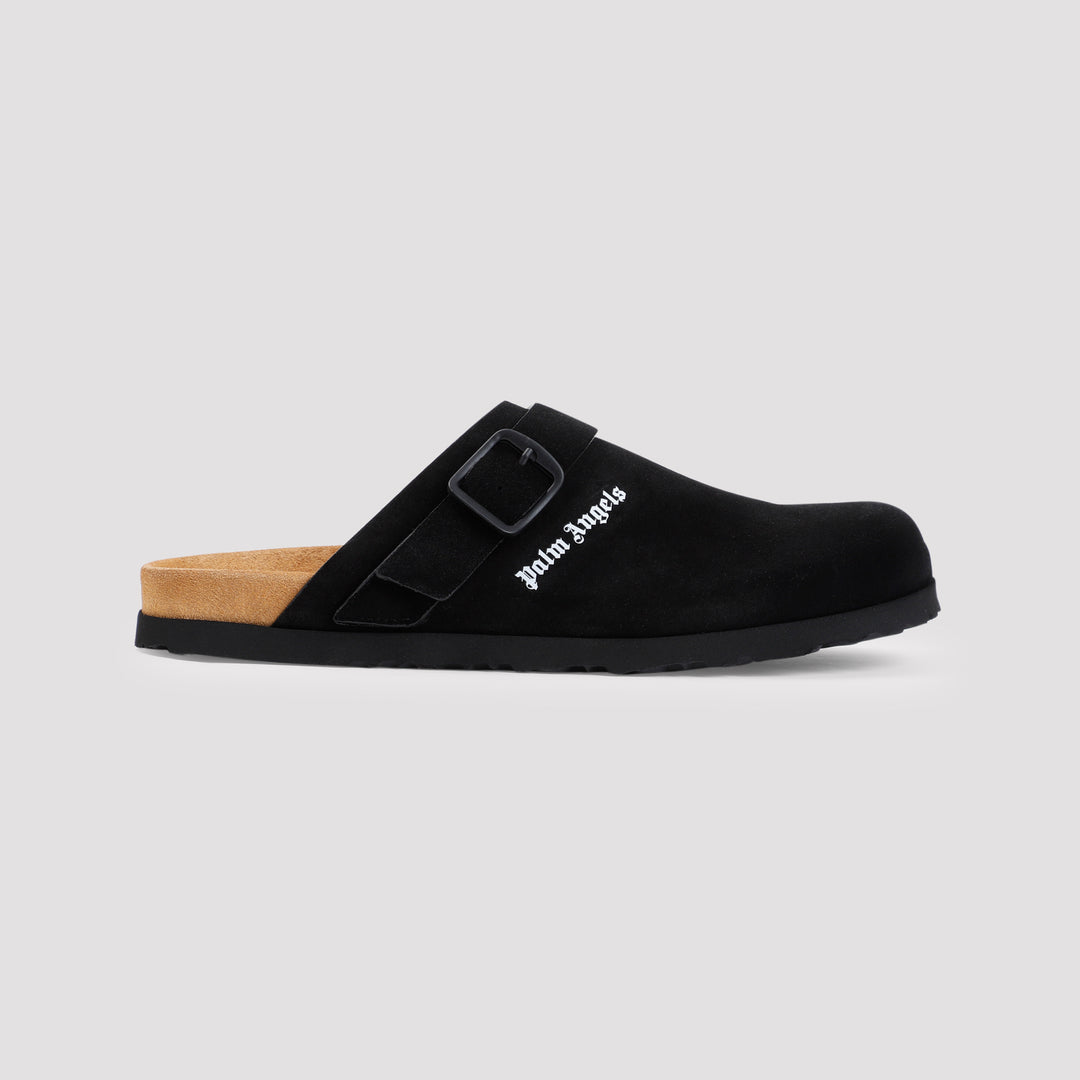 Black Suede Logo Mule-2