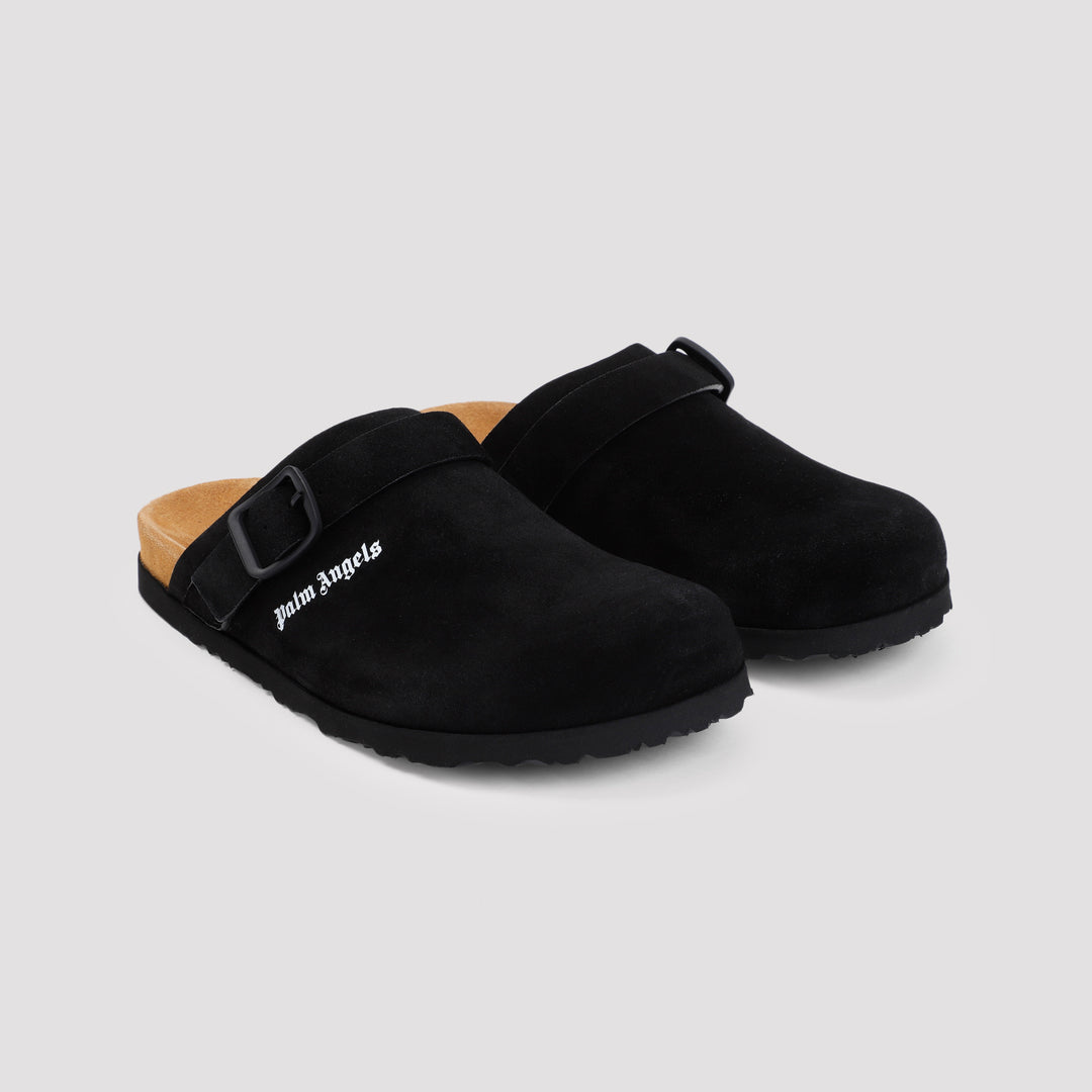 Black Suede Logo Mule-4