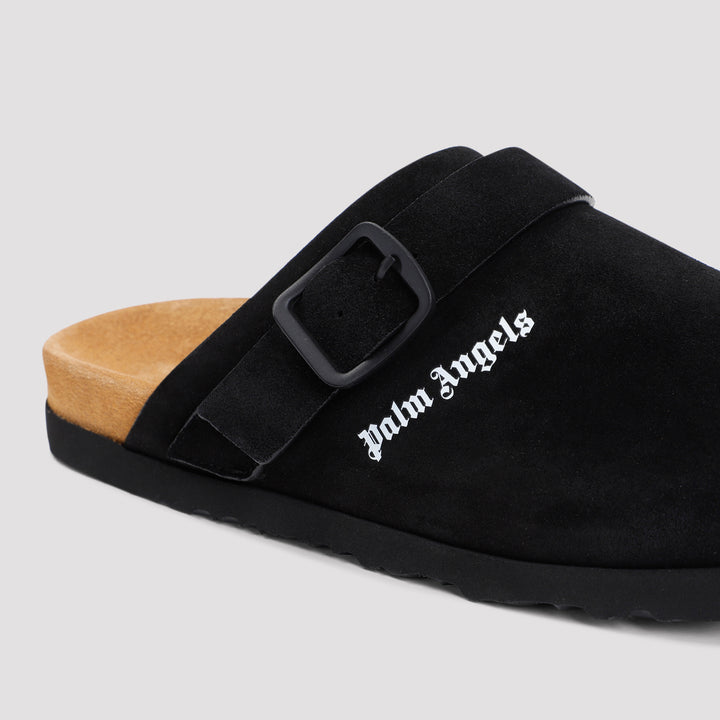 Black Suede Logo Mule-5