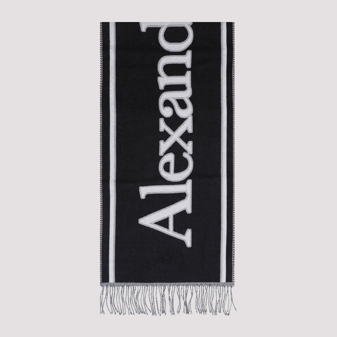 Black Ivory Varsity Logo Wool Scarf-0