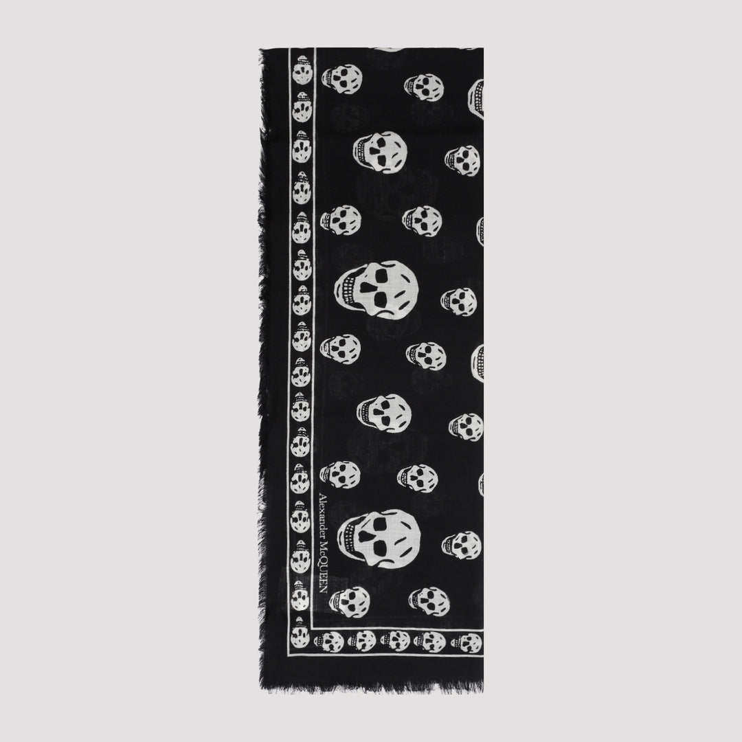 Black Ivory Wool Skull Scarf-0