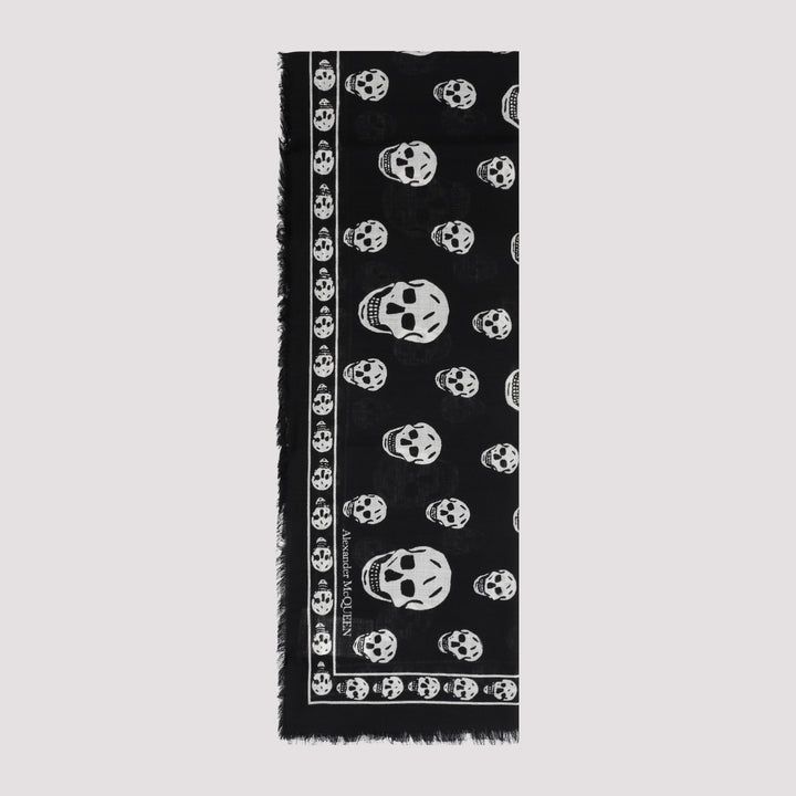 Black Ivory Wool Skull Scarf-0