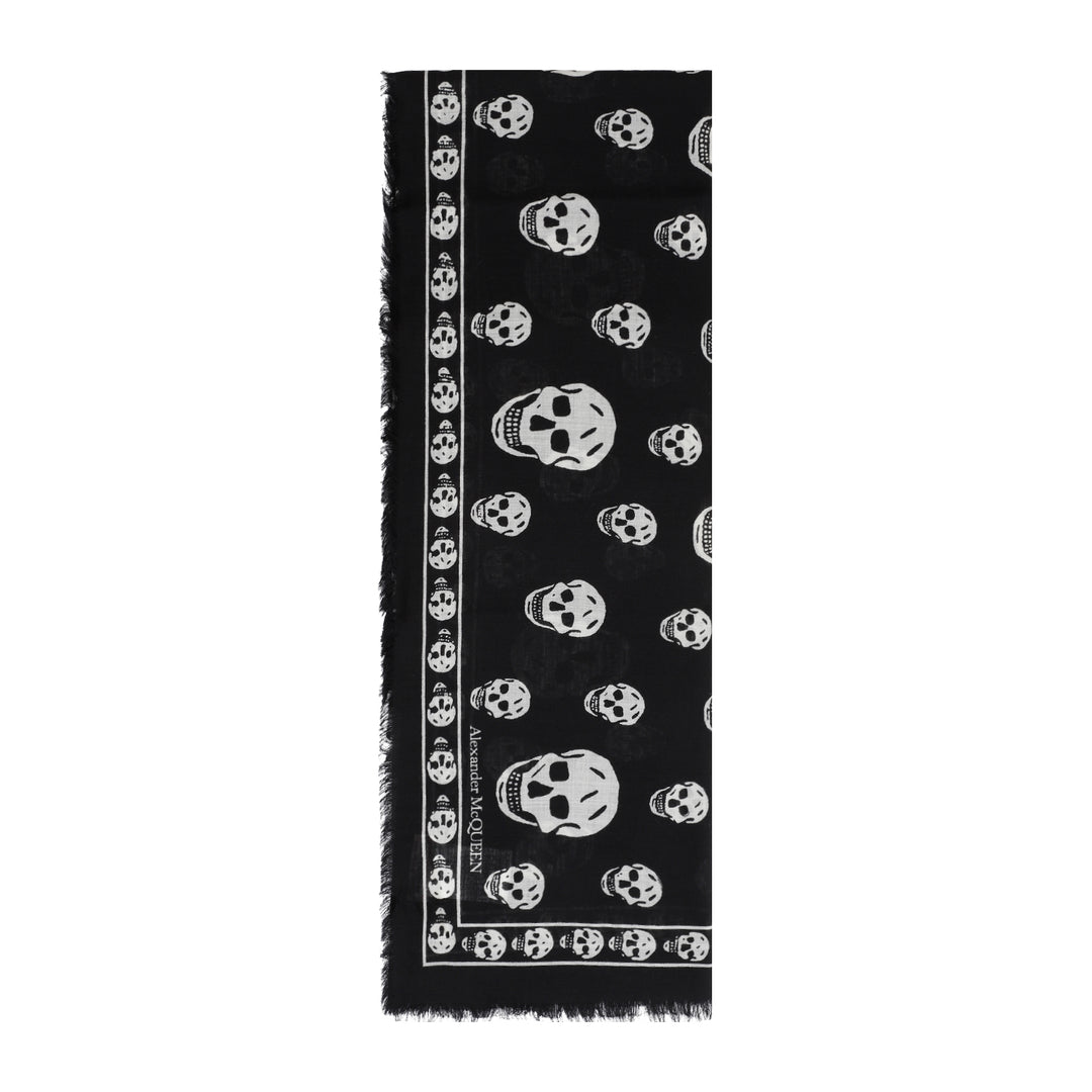 Black Ivory Wool Skull Scarf-1