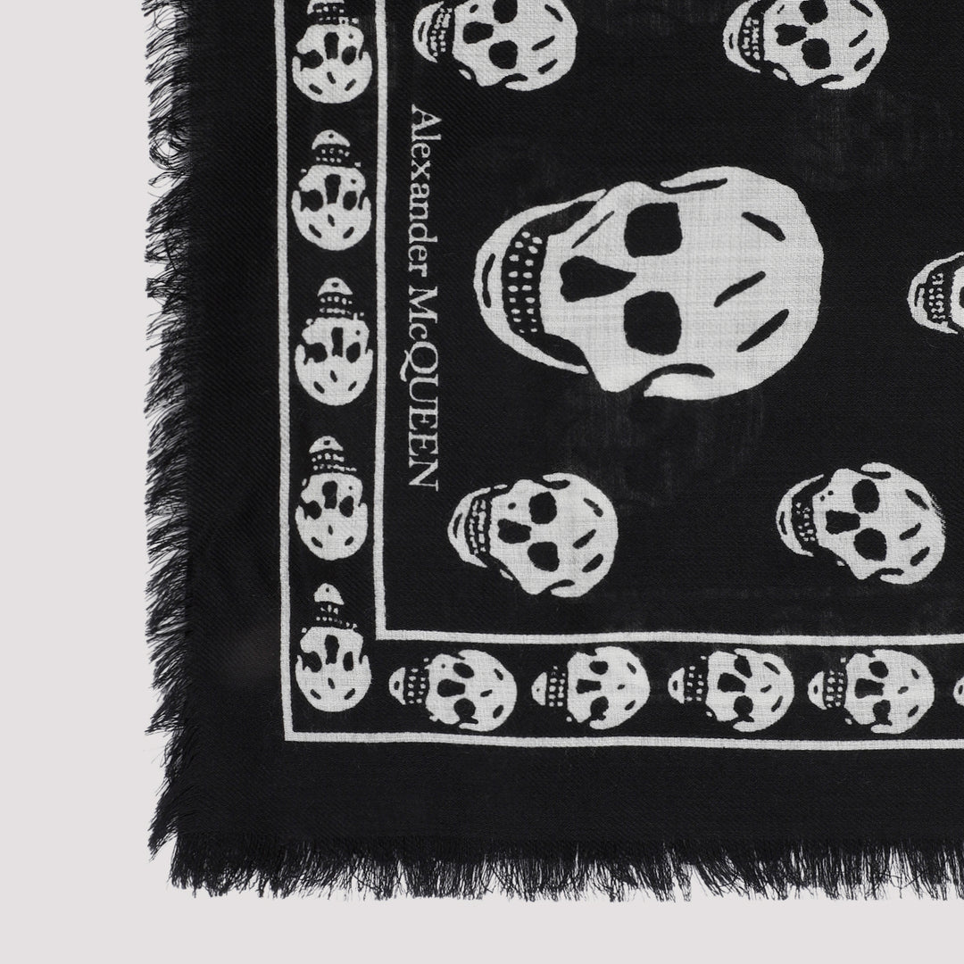 Black Ivory Wool Skull Scarf-3