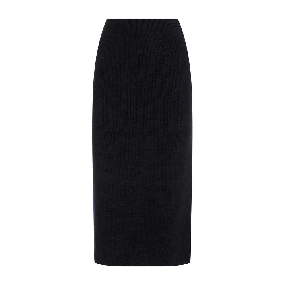 Midnight Blue Virgin Wool Midi Skirt-1