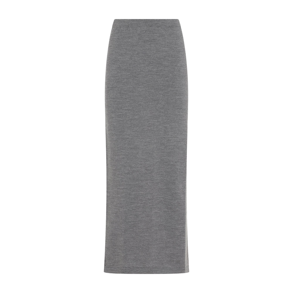 Grey Virgin Wool Knit Pencil Skirt-1