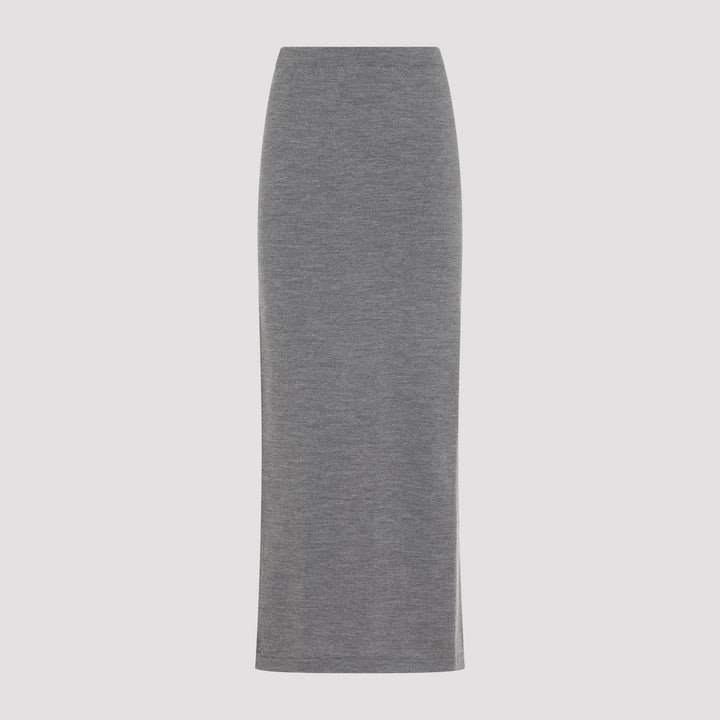 Grey Virgin Wool Knit Pencil Skirt-2