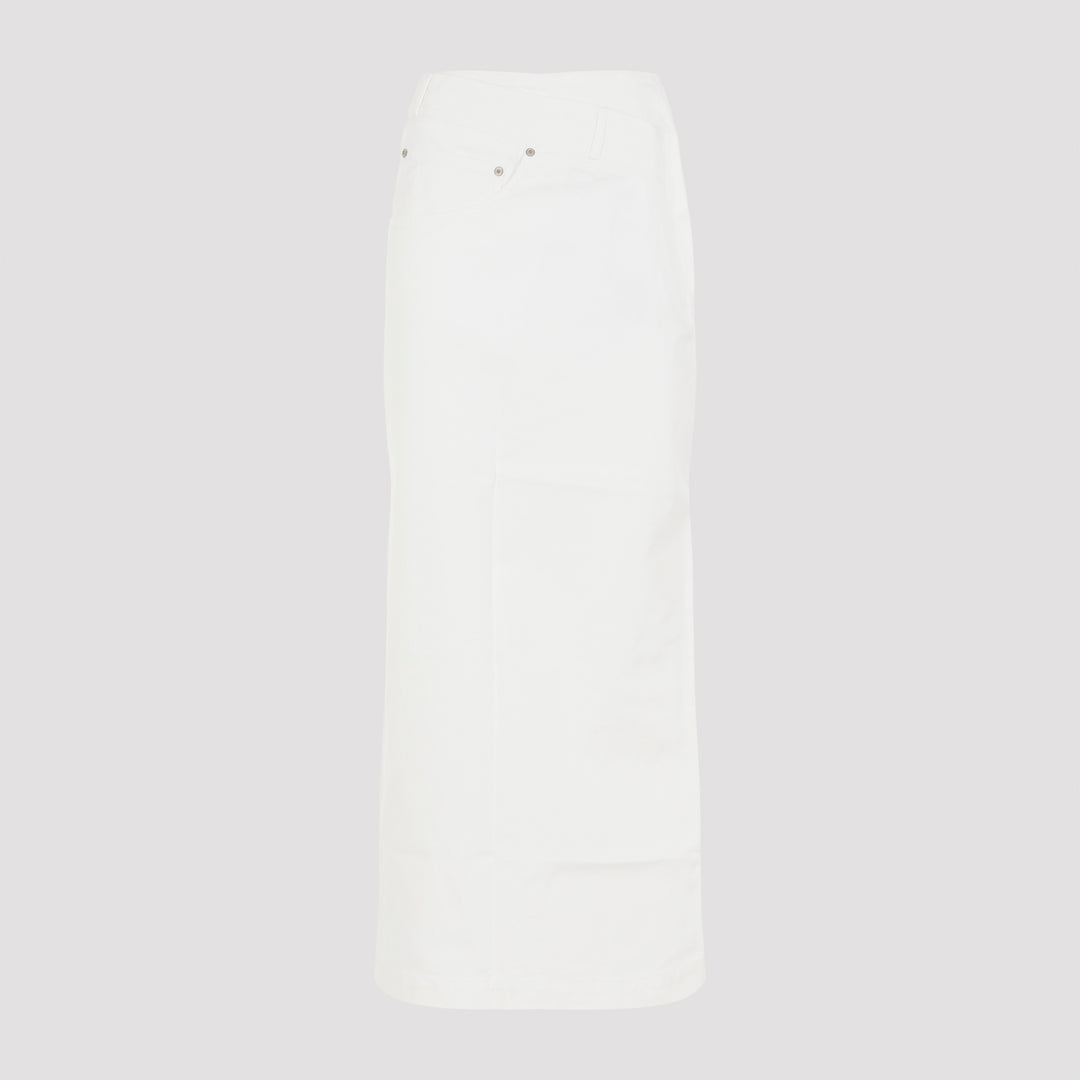 White Cotton Deconstructured Skirt-0