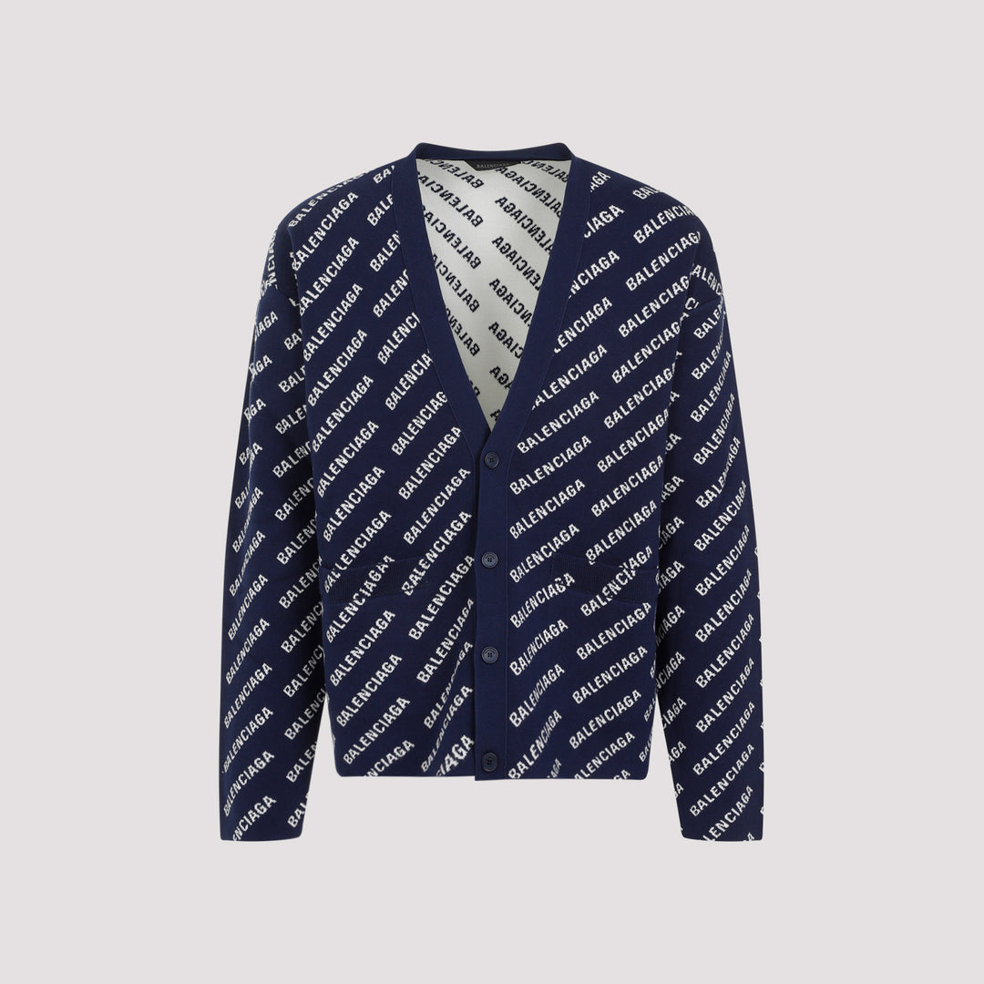 Navy Blue Cotton All-Over Cardigan-0