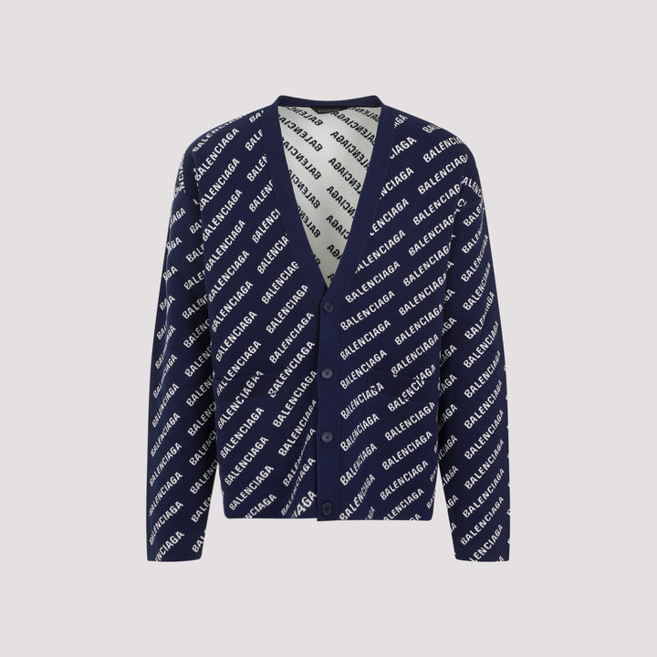 Navy Blue Cotton All-Over Cardigan-0