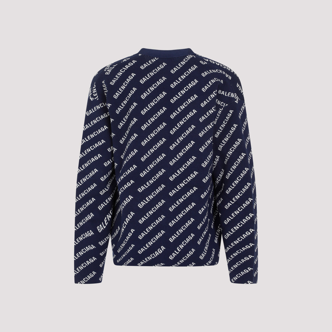 Navy Blue Cotton All-Over Cardigan-3