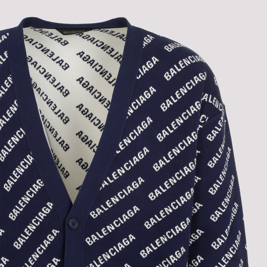 Navy Blue Cotton All-Over Cardigan-4