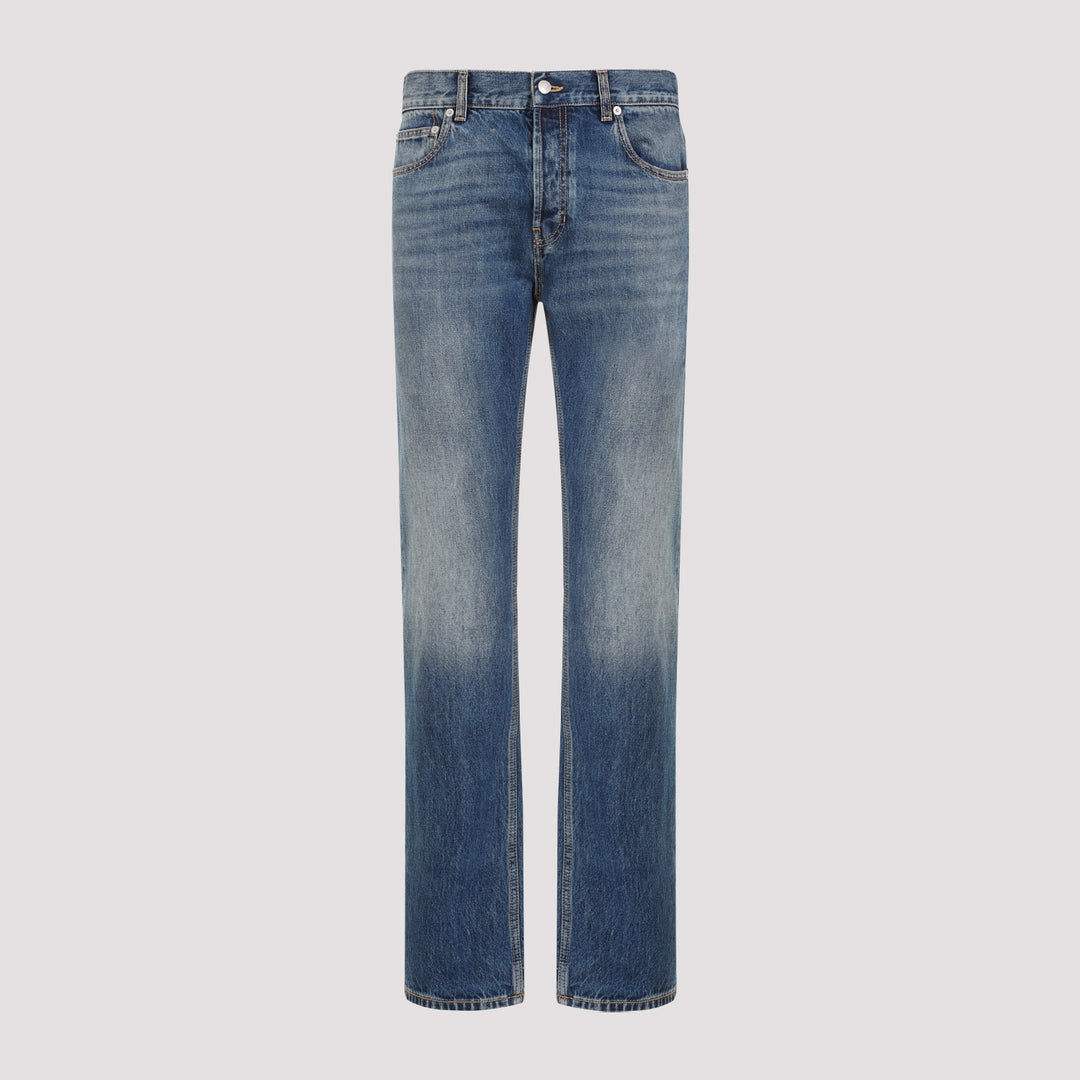 Blue Washed Cotton Jeans-0