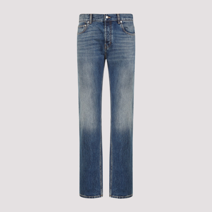 Blue Washed Cotton Jeans-0