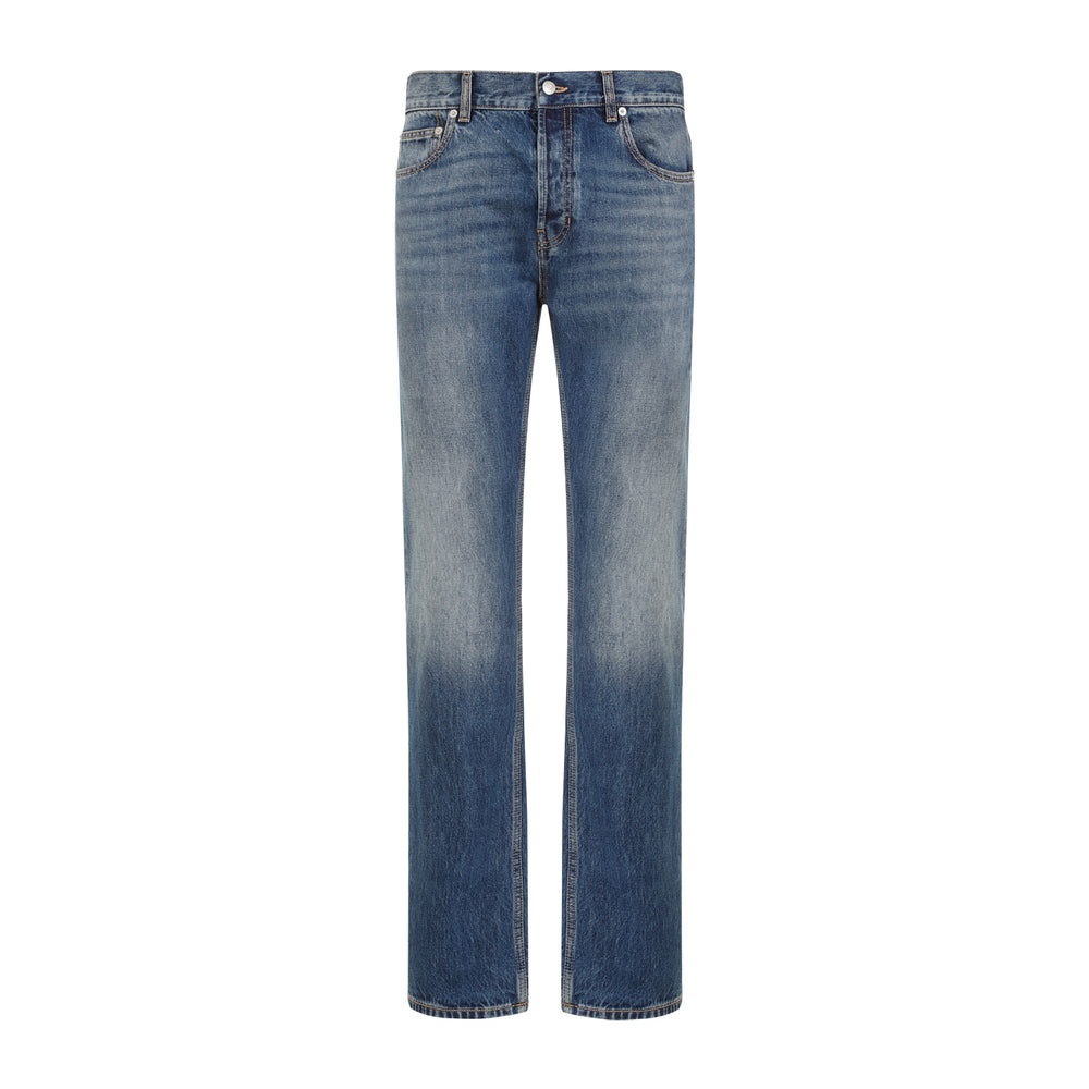 Blue Washed Cotton Jeans-1