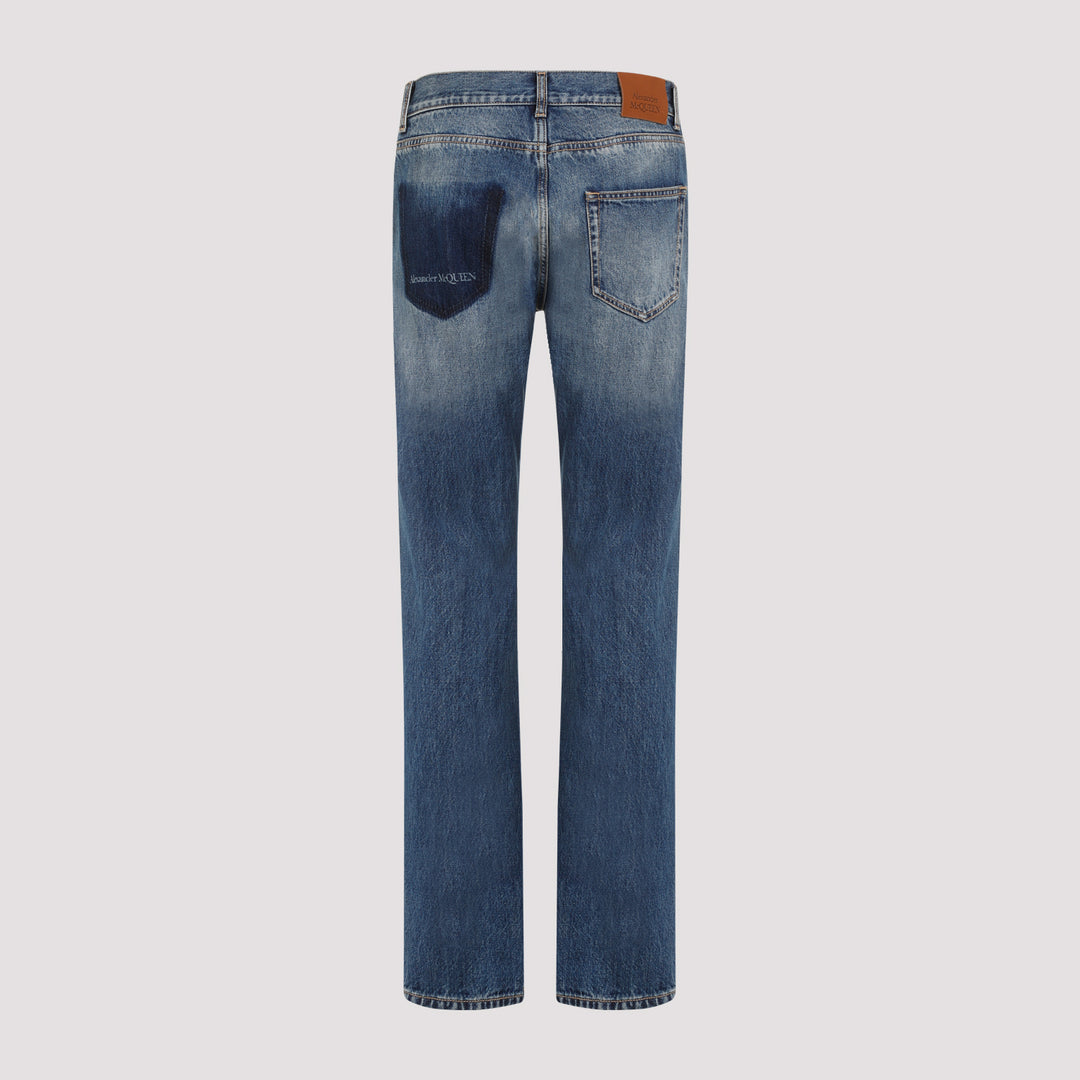 Blue Washed Cotton Jeans-3