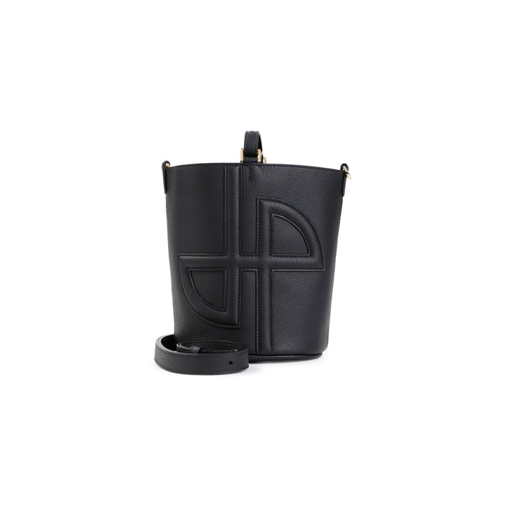 Black Grained Leather Jp Bucket Bag-6