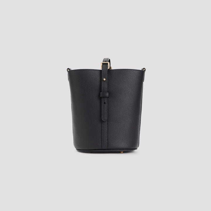 Black Grained Leather Jp Bucket Bag-8