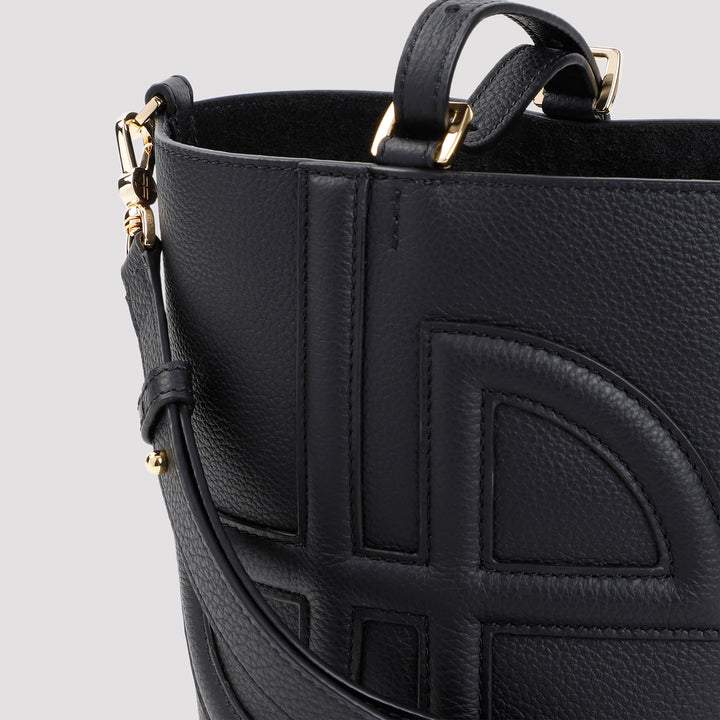 Black Grained Leather Jp Bucket Bag-9