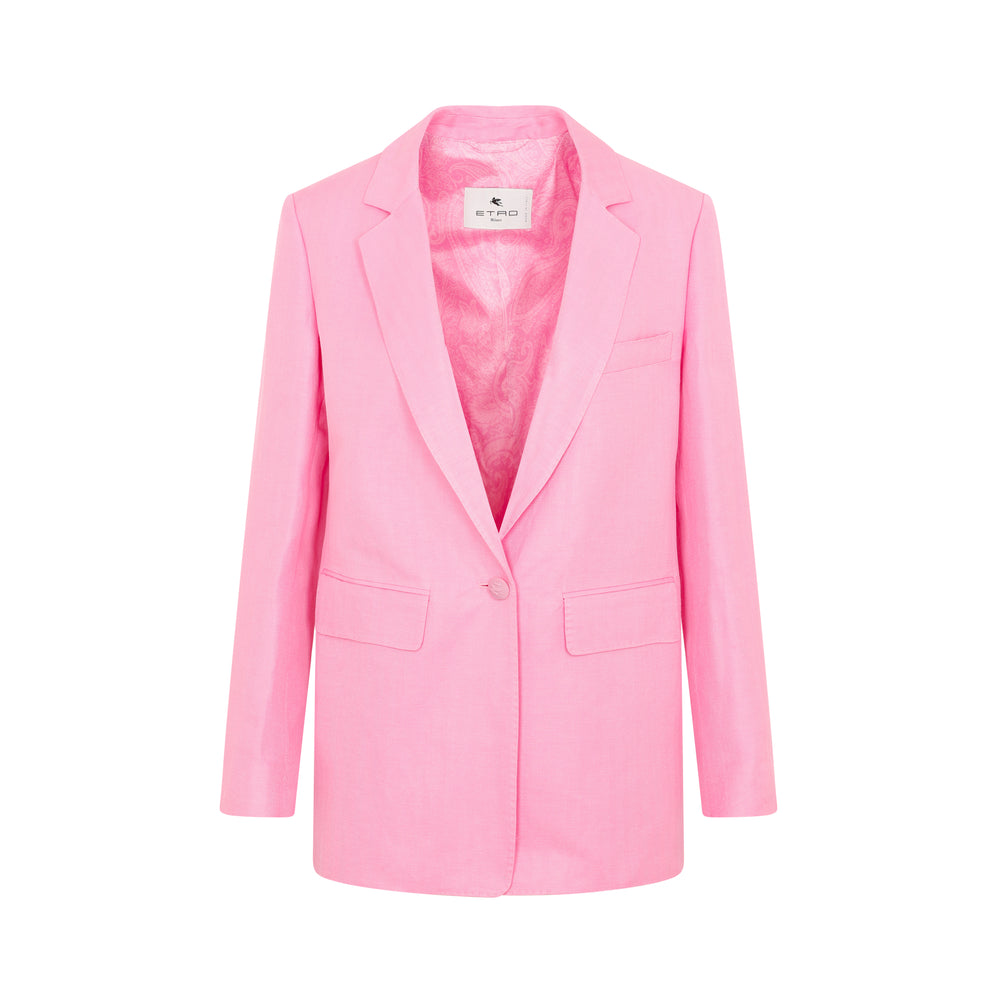 Pink Linen and Silk Fuji Jacket-1