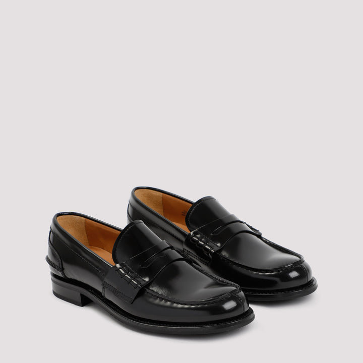 Black Leather Pembrey Loafers-4