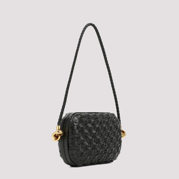 Dark Green Knot With Strap Lamb Leather Clutch-3