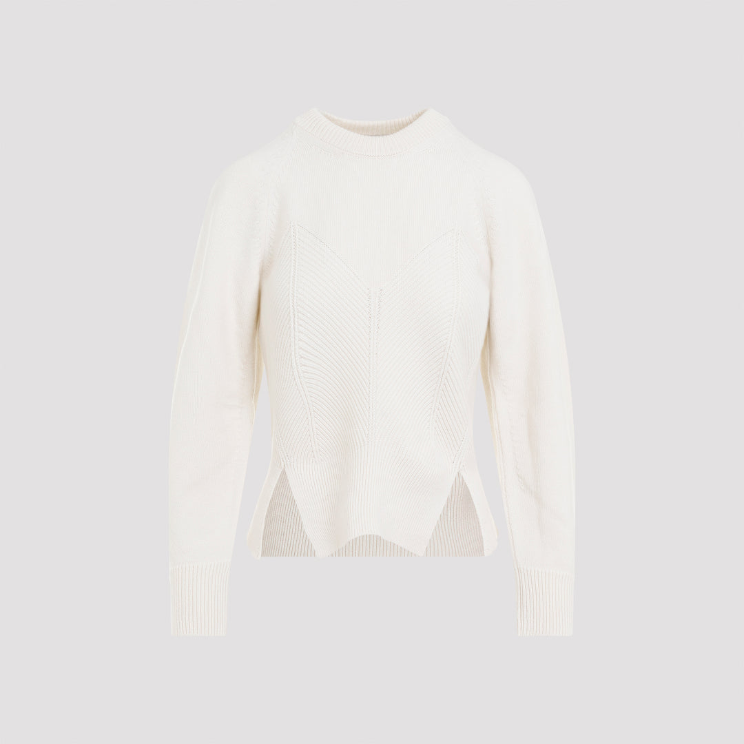 Ivory Chevron Cashmere Pullover-0