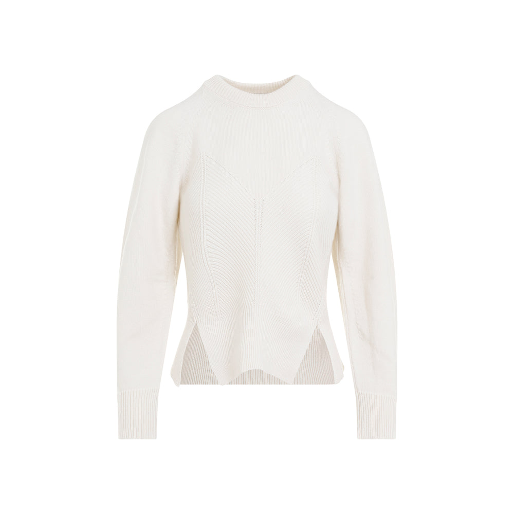 Ivory Chevron Cashmere Pullover-1