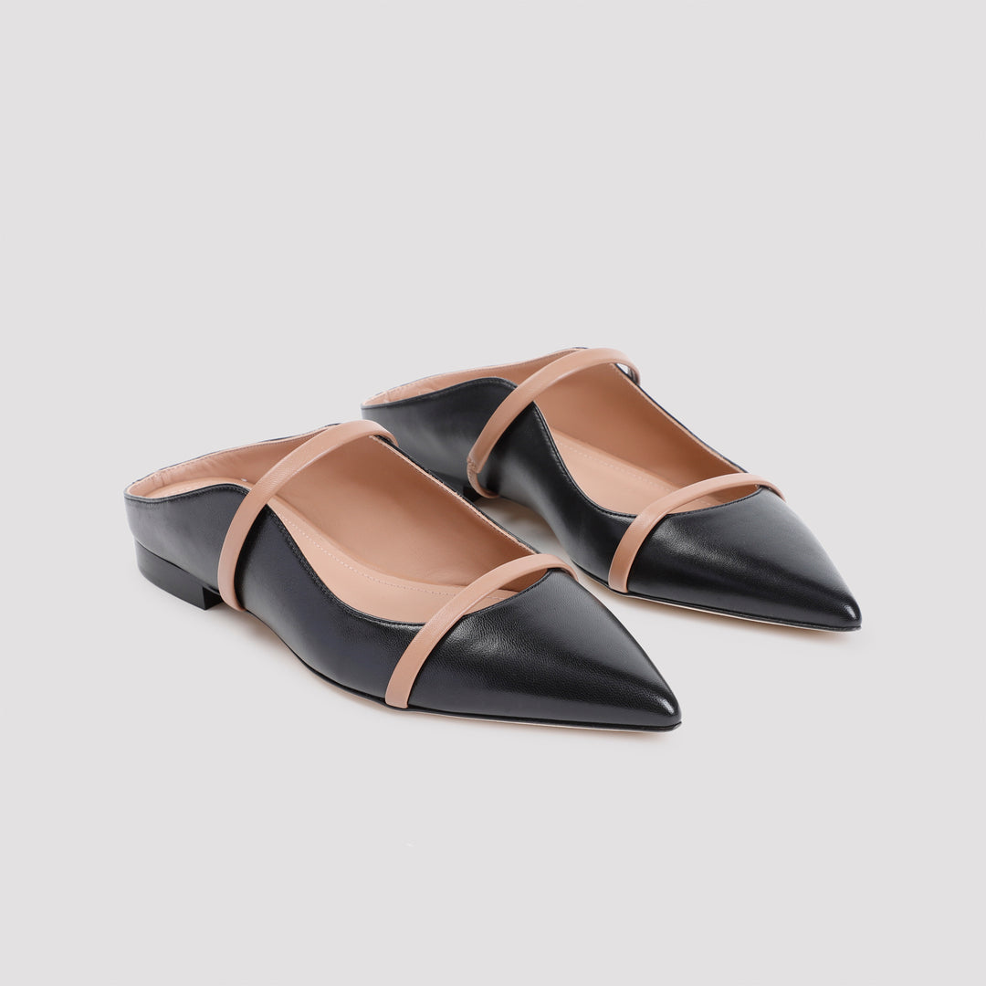 Black Nude Maureen Flat Nappa Leather Ballerinas-4