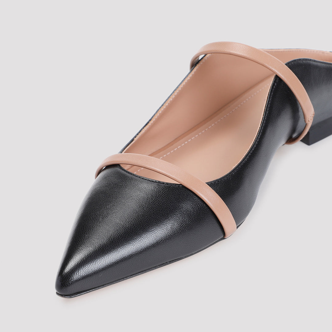 Black Nude Maureen Flat Nappa Leather Ballerinas-5