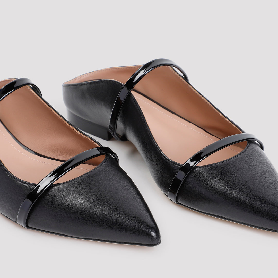 Black Maureen Flat Nappa Leather Ballerinas-5