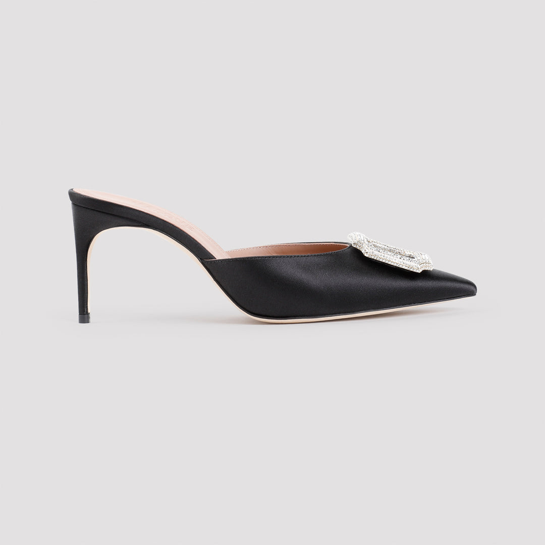 Black Mona 70 Satin Mules-2