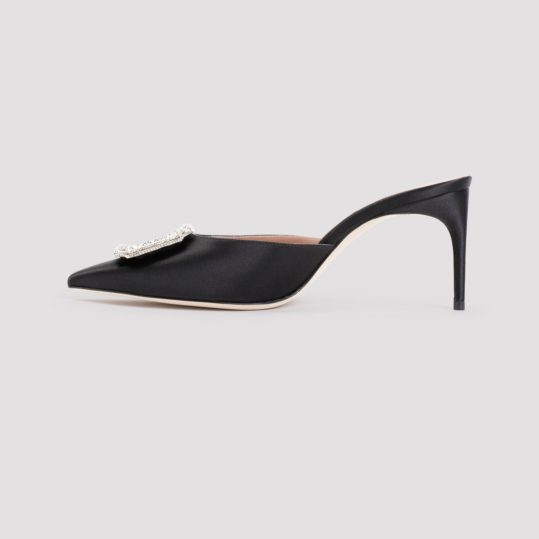 Black Mona 70 Satin Mules-3