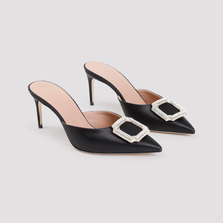 Black Mona 70 Satin Mules-4