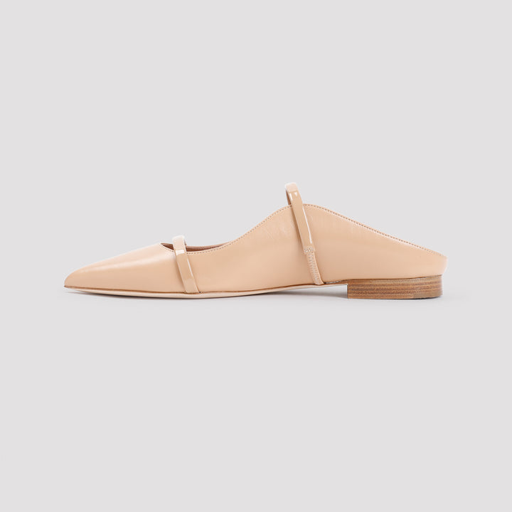 Beige Maureen Flat Nappa Leather Ballerinas-3