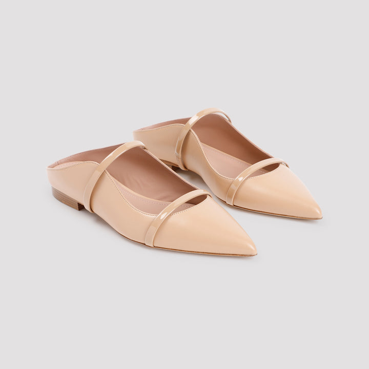 Beige Maureen Flat Nappa Leather Ballerinas-4