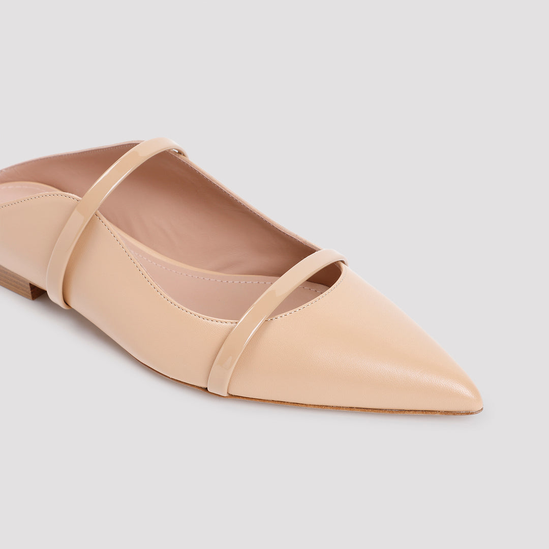 Beige Maureen Flat Nappa Leather Ballerinas-5