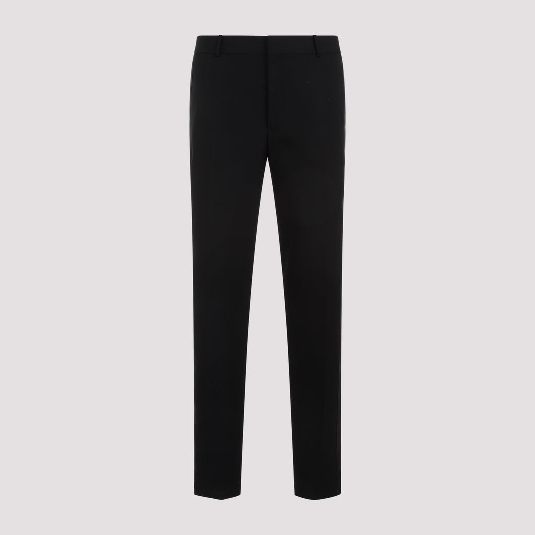 Black Wool Cigarette Pants-0