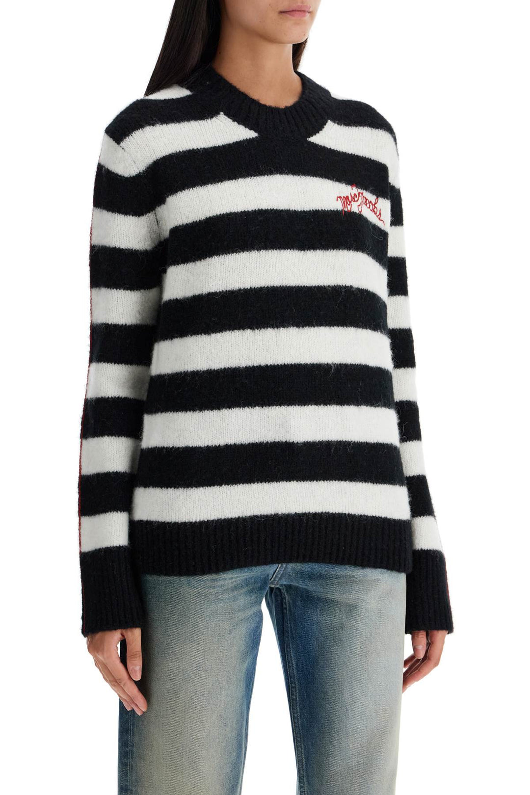 pullover the striped brushed logo sweater-1