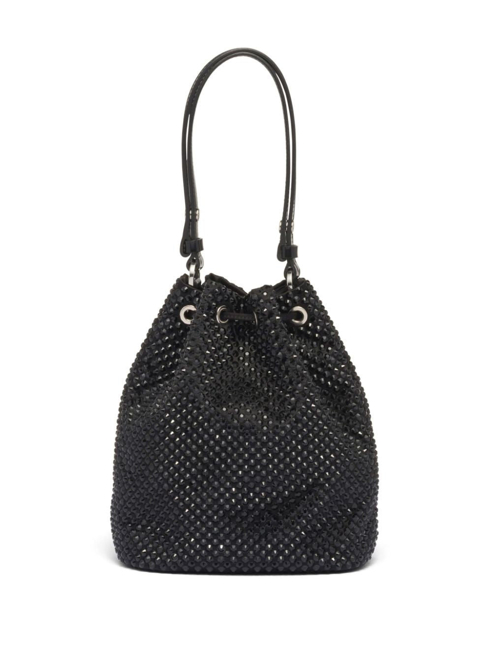 mini crystal-embellished satin bucket bag-1