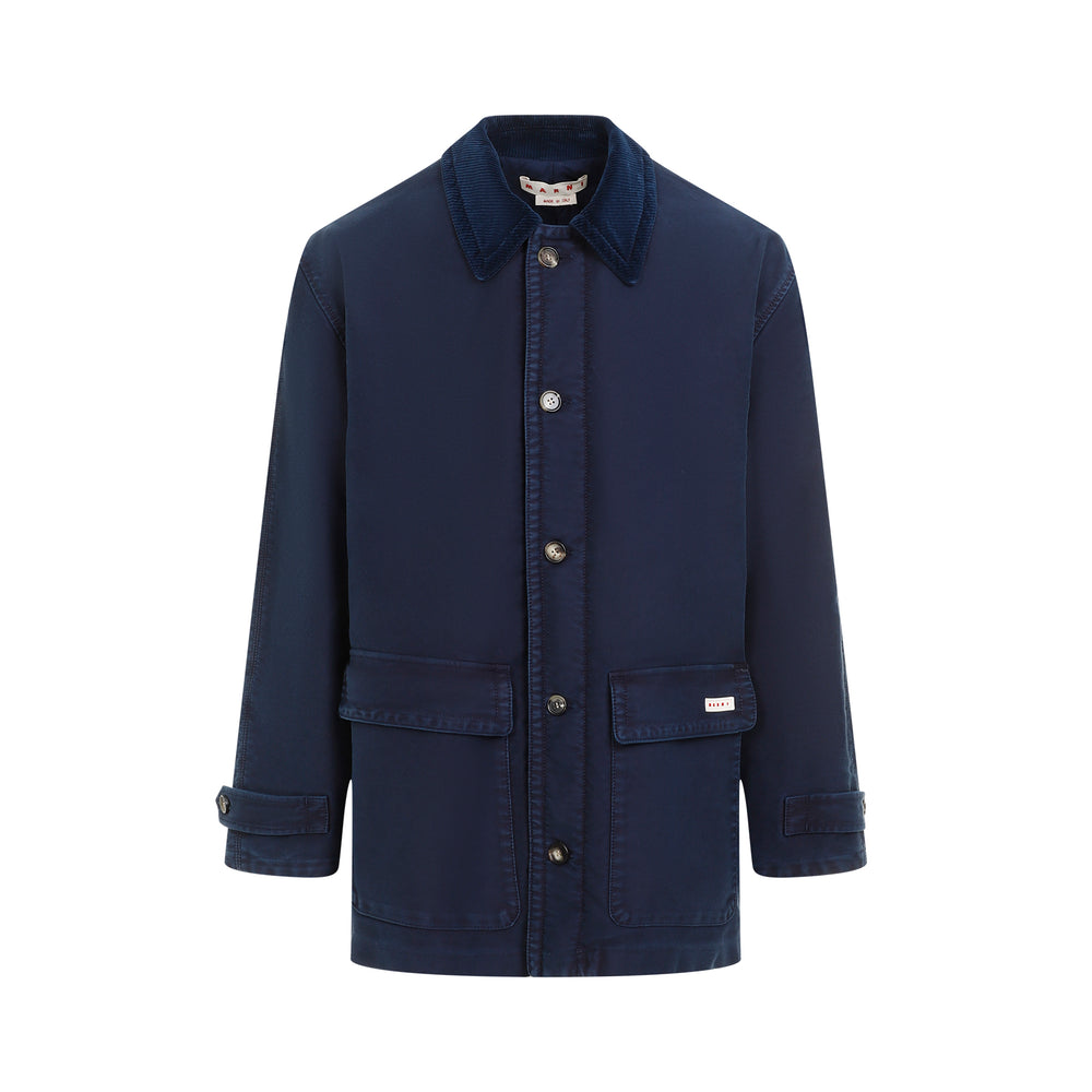 Light Navy-Blue Cotton Coat-1